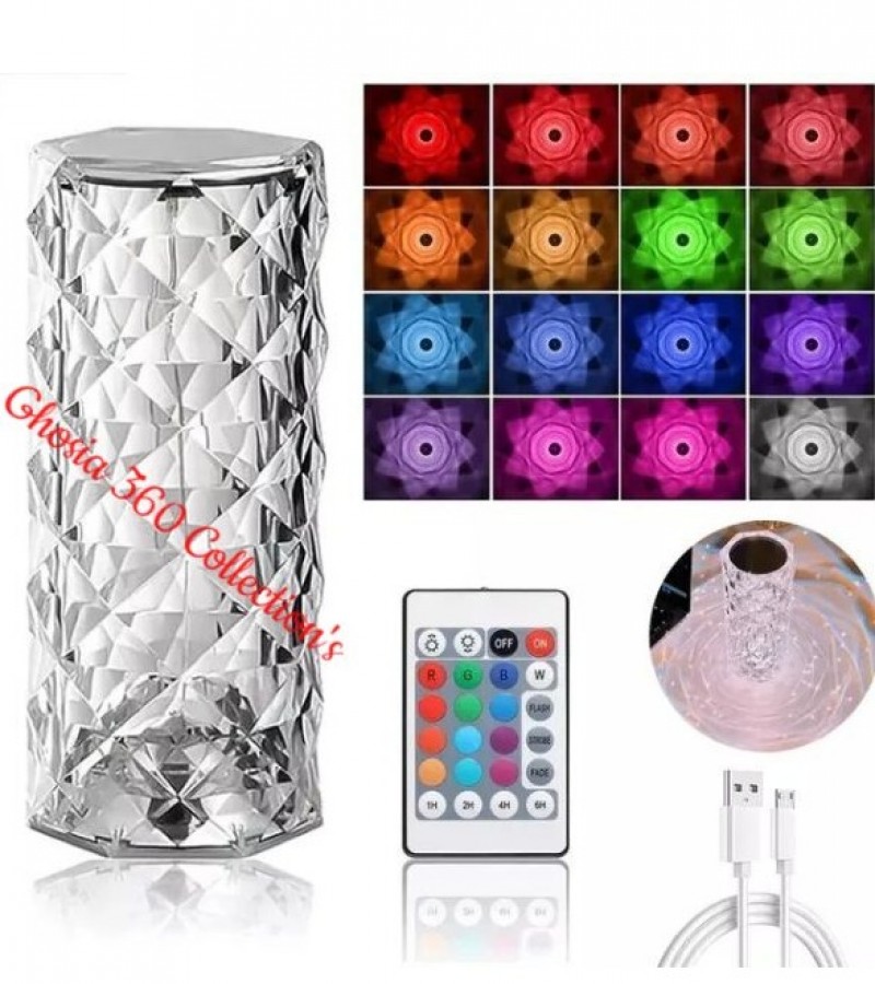 Crystal Table Lamp 16 Colors Touch/Remote Control Night Light ,RGB Changing Diamond Rose Table Lamps