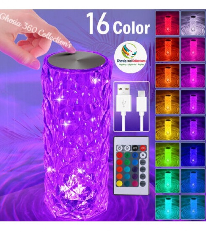 Crystal Table Lamp 16 Colors Touch/Remote Control Night Light ,RGB Changing Diamond Rose Table Lamps